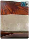 VINTAGE 1970’s 60’s DEEP TAN BROWN TOOLED MARBLED GENUINE LEATHER WALLET PURSE