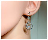 HANDMADE ANTIQUE SILVER INDIAN MOON STARS EYE OF HORUS PROTECTION DAINTY MOONSTONE CELESTIAL HOOP STUD EARRINGS RETRO BOHO