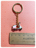 CUTE VINTAGE RETRO MINI 3D SCOOTER MOD ENAMEL PINK WHITE KEYRING KEYCHAIN
