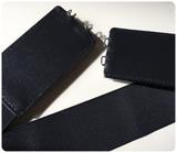 VINTAGE 80’s WIDE BLACK ELASTIC CINCH WASPIE WAIST BELT PYRAMID STUD BUCKLE