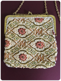 PRETTY VINTAGE 50’s FRANKEL & ROTH BEADED TAPESTRY EVENING BAG PURSE