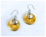 VINTAGE ANTIQUE GOLD BRASS OXIDISED SILVER SIMPLE MINIMAL TRIBAL DISC EARRINGS