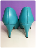 VINTAGE 80’s TURQUOISE LEATHER SHOES PUMPS HEELS UK2
