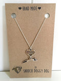 Silver Plated Whippet Greyhound Lurcher Sighthound Best Friend Heart Necklace