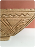 VINTAGE HAND CARVED ROUGH RUSTIC PRIMITIVE WOODEN AZTEC BOWL