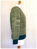 VINTAGE 1970s HAND KNIT KNITTED GREEN WOOL V NECK JUMPER TOP BOHO HIPPIE UK10-12