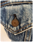 VINTAGE 80’s LEVI’S USA MADE DISTRESSED BLUE DENIM GILET TRUCKER WAISTCOAT VEST JACKET XS