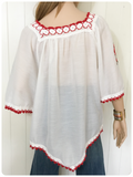VINTAGE 1970’s EMBROIDERED PEASANT GYPSY BLOUSE BOHO TOP UK8-14