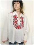 VINTAGE 1970’s EMBROIDERED PEASANT BLOUSE BOHO TOP UK8-14