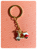 CUTE VINTAGE RETRO MINI 3D SCOOTER MOD ENAMEL RED WHITE KEYRING KEYCHAIN