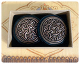 HUGE VINTAGE 80’s RESIN COPPER BRONZE DISC STUD EARRINGS TRIBAL BOHO HIPPIE