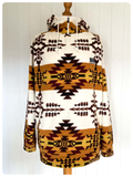 RETRO 90s FREE NATURE AZTEC POLAR FLEECE FESTIVAL OVERSIZED HOODIE TOP XL