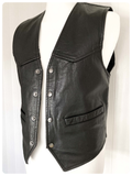 VINTAGE 80’s A.B.A SKIN BLACK REAL LEATHER BIKER BIKE WAISTCOAT VEST SMALL