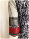 VINTAGE 90’s INDIAN EMBROIDERED RAYON VELVET BLOCK PRINT BIB DRESS SMOCK KURTA TUNIC UK 10-12