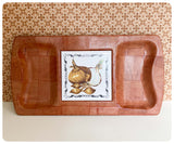 VINTAGE 1970’s BAMBOO WOOD SECTIONAL SERVING DISPLAY DISH TRAY KITSCH TILE NIBBLES RETRO KITCHENALIA