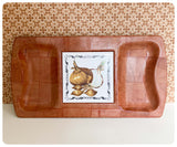 VINTAGE 1970’s BAMBOO WOOD SECTIONAL SERVING DISPLAY DISH TRAY KITSCH TILE NIBBLES RETRO KITCHENALIA