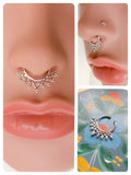 SILVER BEADED RINGS NON PIERCED CLIP ON FAKE SEPTUM RING TRIBAL INDIAN