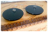 HUGE VINTAGE 80’s RESIN COPPER BRONZE DISC STUD EARRINGS TRIBAL BOHO HIPPIE
