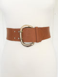 VINTAGE 80’s WIDE DEEP TAN LEATHER CINCH WAIST BELT