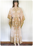 VINTAGE 70’s INDIAN PAISLEY PASTEL COTTON KAFTAN MAXI DRESS UK8-12