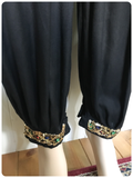 VINTAGE 1980’s INDIAN BLACK COTTON SEQUINNED HAREM HAREEM PANTS TROUSERS UK8-10