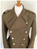 VINTAGE 50’s BRITISH UK ARMY KHAKI MILITARY GREATCOAT GREAT COAT OVERCOAT COLDSTREAM GUARDS 40-41R