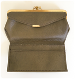UNIQUE VINTAGE 1960’s OLIVE GREEN FAUX LEATHER LARGE PURSE