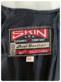 VINTAGE 80’s A.B.A SKIN BLACK REAL LEATHER BIKER BIKE WAISTCOAT VEST SMALL