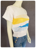 VINTAGE 1970’s 1980’s GEOMETRIC ABSTRACT ATOMIC KNIT JUMPER TEE TOP UK8-12