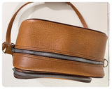 VINTAGE 1960’s 70’s DEEP TAN FAUX LEATHER MESSENGER FLIGHT TRAVEL SHOULDER BAG CASE