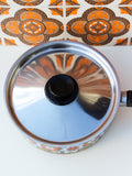 1970's Brown Floral Enamel Large Saucepan - Penny Bizarre - 3