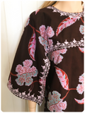 VINTAGE 70’s INDIAN LEAF PRINTED EMBROIDERED COTTON KAFTAN MAXI DRESS 8