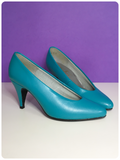 VINTAGE 80’s TURQUOISE LEATHER SHOES PUMPS HEELS UK2
