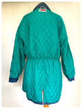 VINTAGE 80’s MUSTANG BAGGY BLUE DENIM FISHTAIL PARKA JACKET COAT VIVID TURQUOISE LINING L/XL