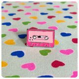 RETRO 80’s PINK ENAMEL CASSETTE TAPE RING MUSIC MIXTAPE ADJUSTABLE SIZE GIFT BOX