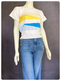 VINTAGE 1970’s 1980’s GEOMETRIC ABSTRACT ATOMIC KNIT JUMPER TEE TOP UK8-12