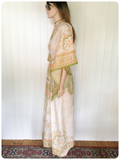 VINTAGE 70’s INDIAN PAISLEY PASTEL COTTON KAFTAN MAXI DRESS UK8-12