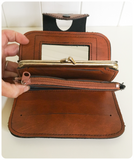 UNIQUE VINTAGE 1970’s DEEP TAN FAUX LEATHER LARGE PURSE