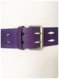 VINTAGE 80’s WIDE PURPLE LEATHER CUT OUT DESIGN CINCH WAIST HIP BELT