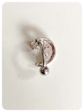 INDIAN MOON STAR CRYSTAL GEM SURGICAL STEEL REVERSE TOP DOWN NAVEL BELLY BAR RING BOHO BODY PIERCING
