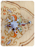 INDIAN SUN MANDALA GEM SURGICAL STEEL REVERSE TOP DOWN HINGED NAVEL BELLY BAR RING BOHO BODY PIERCING