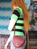 Vintage 70s Oxblood Leather Saddle Bag - Penny Bizarre - 2