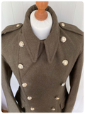 VINTAGE 50’s BRITISH UK ARMY KHAKI MILITARY GREATCOAT GREAT COAT OVERCOAT COLDSTREAM GUARDS 40-41R