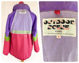VINTAGE 1980’s BRIGHT GEOMETRIC ZIP UP WINDBREAKER SHELL WATERPROOF JACKET PAC A MAC COAT M