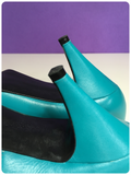 VINTAGE 80’s TURQUOISE LEATHER SHOES PUMPS HEELS UK2