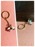CUTE VINTAGE RETRO MINI 3D SCOOTER MOD ENAMEL RED WHITE KEYRING KEYCHAIN