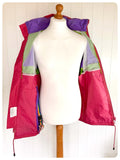 VINTAGE 1980’s BRIGHT GEOMETRIC ZIP UP WINDBREAKER SHELL WATERPROOF JACKET PAC A MAC COAT M