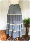 VINTAGE 70’s COTTON HIGH WAISTED GYPSY PEASANT PRAIRIE BOHO SKIRT UK6