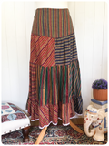 VINTAGE 70’s HIGH WAISTED WOVEN COTTON GYPSY PEASANT BOHO MAXI SKIRT UK10