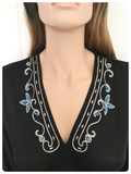 VINTAGE 1970’s BLACK EMBROIDERED BEADED MAXI GODDESS DRESS UK8-12